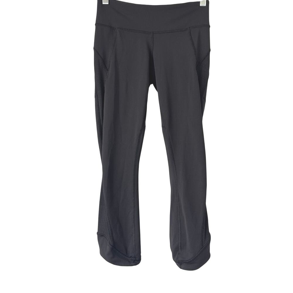 Lululemon 23” Crop Leggings Side Mesh Panels Black Size 4